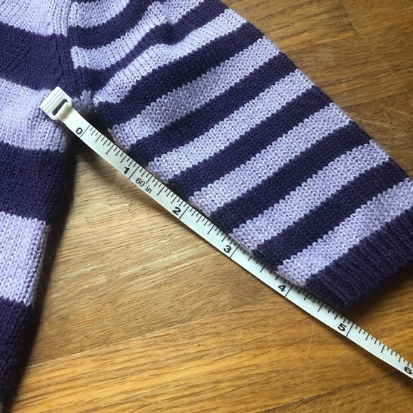 🎉3 For 15$🎉 Girl Knitted Dress With Bow And Purple Stripes Size 6 Months - Picture 6 of 6